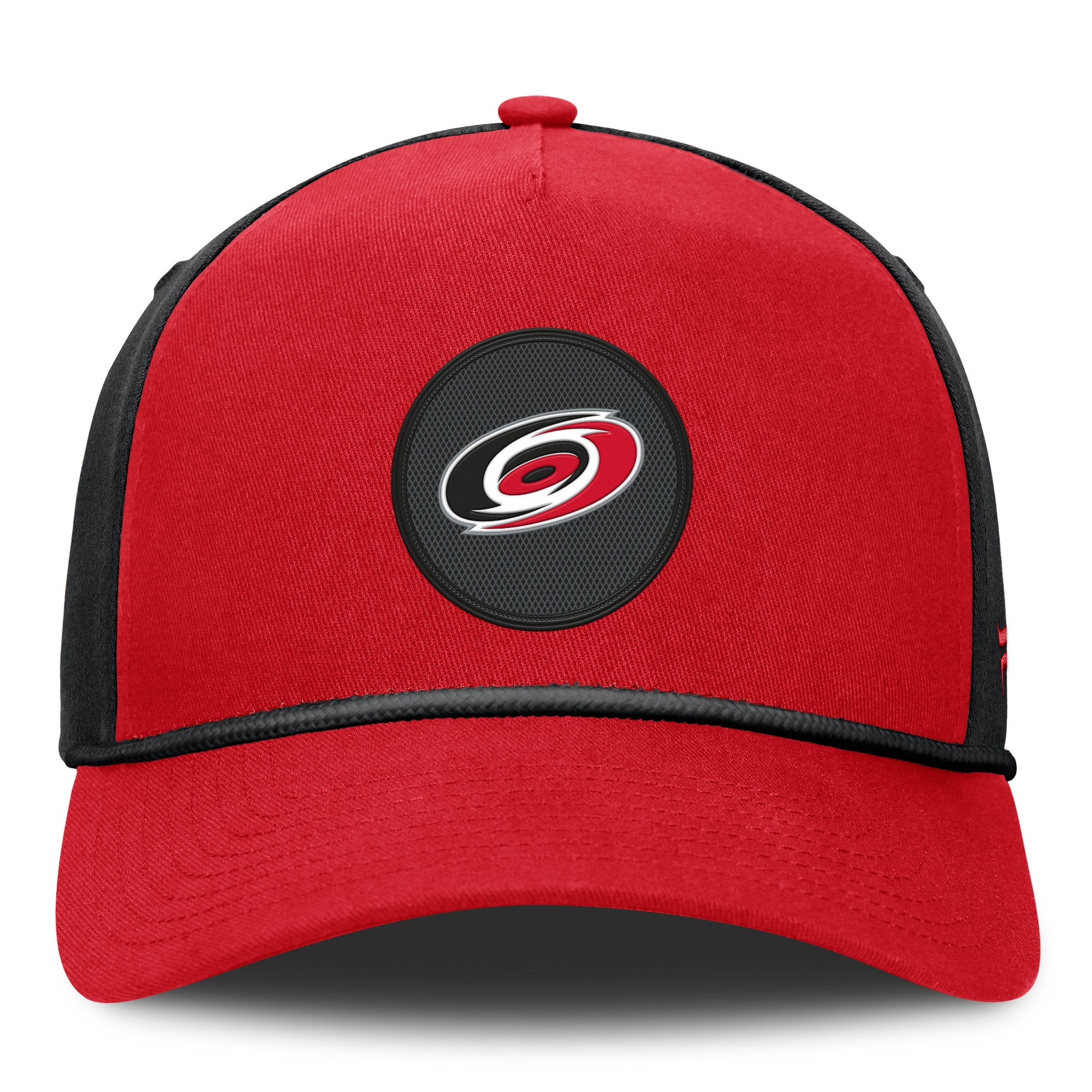 Front: Black circular patch with grey background, Primary logo above background