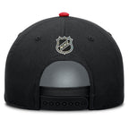 Back: Black back, black snapback straps, NHL Shield above straps, red crown