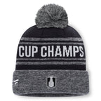 Back: "CUP CHAMPS" across back with gray stripes, Cup logo/Fanatics logo on cuff
