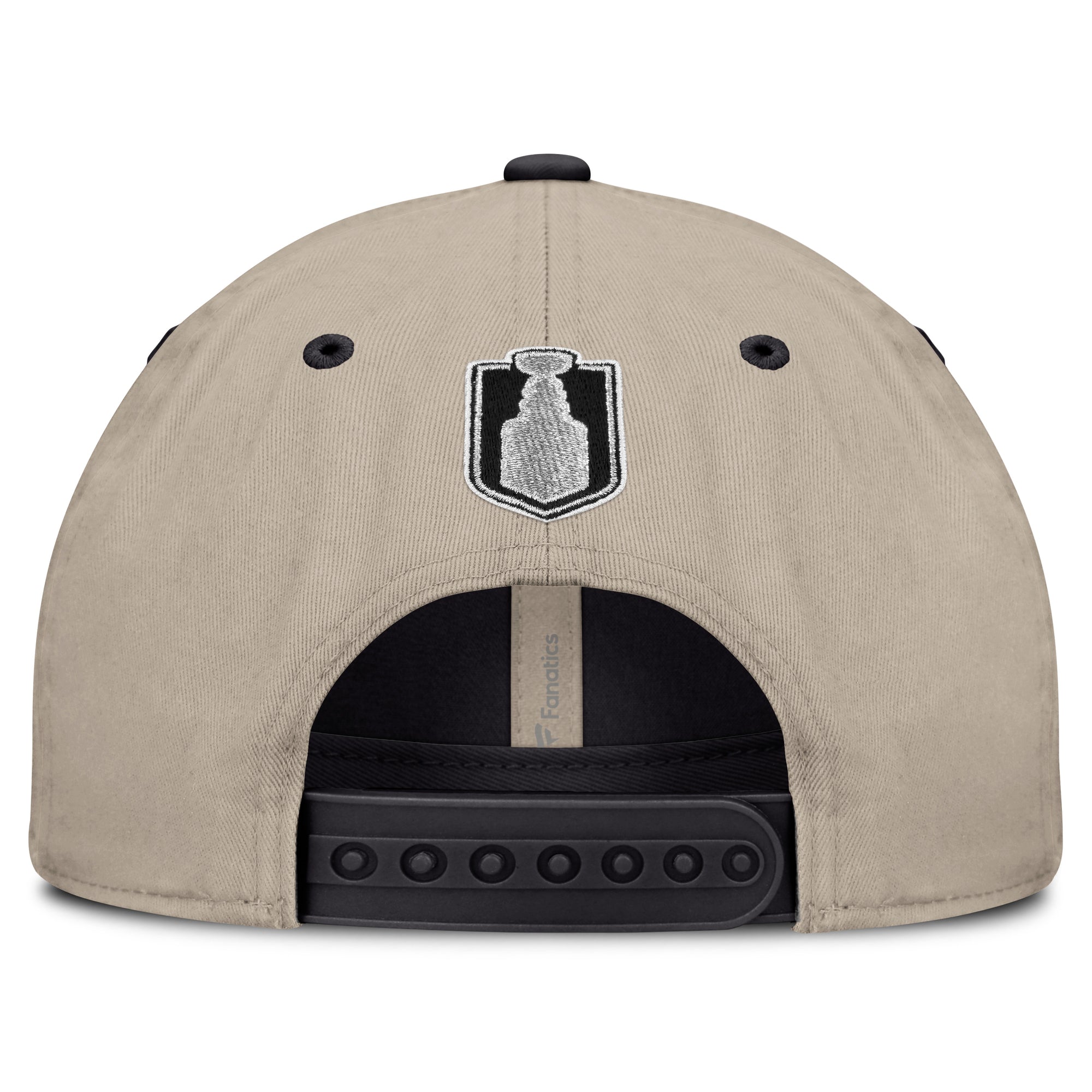 Back: Biege back, black eyelets/crown, Stanley Cup logo stitched above black snapback straps