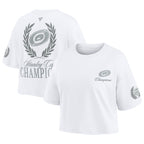 White cropped tee,  Stanley Cup Champions art on front and back