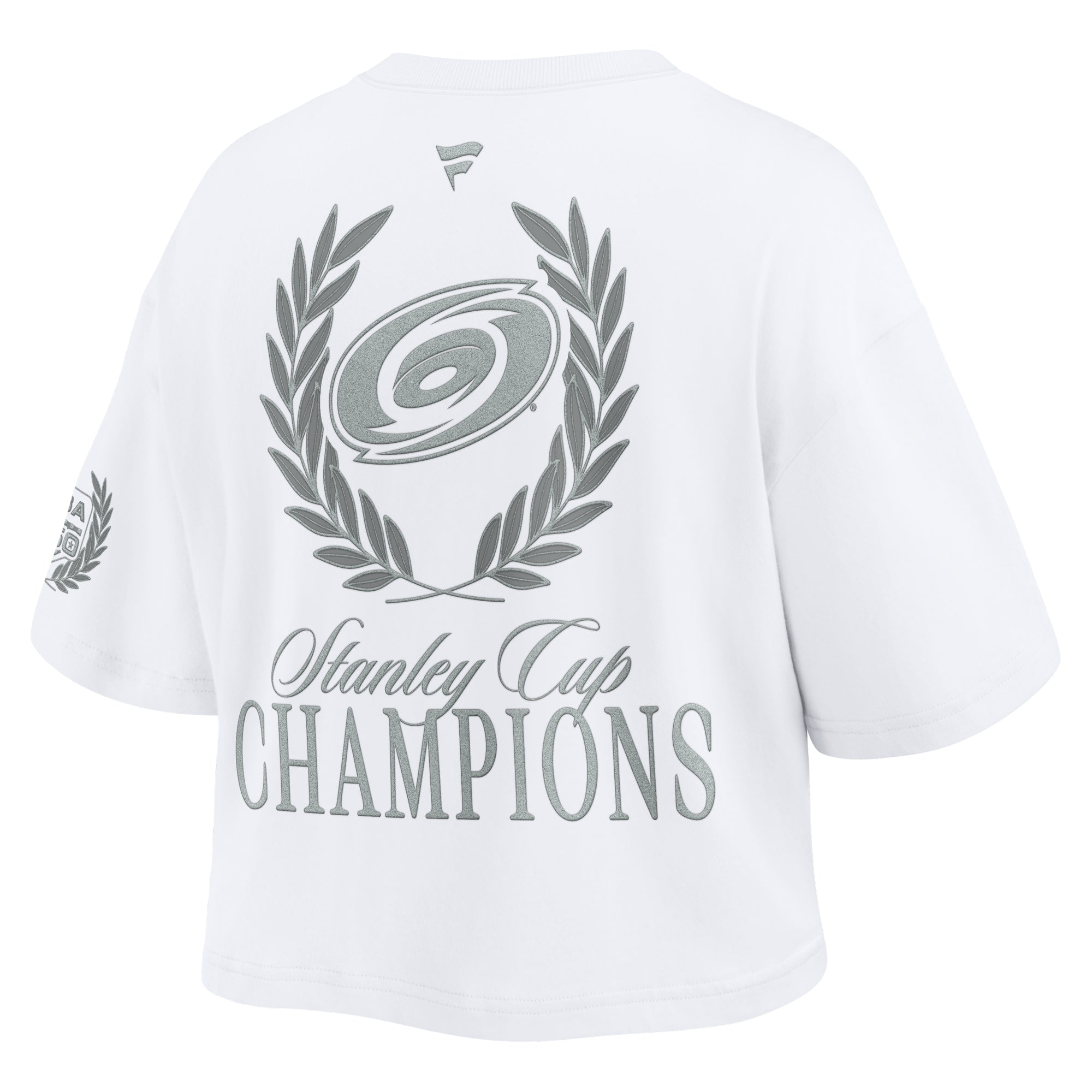 Back: Silver Primary logo with laurels, "Stanley Cup CHAMPIONS" beneath in silver