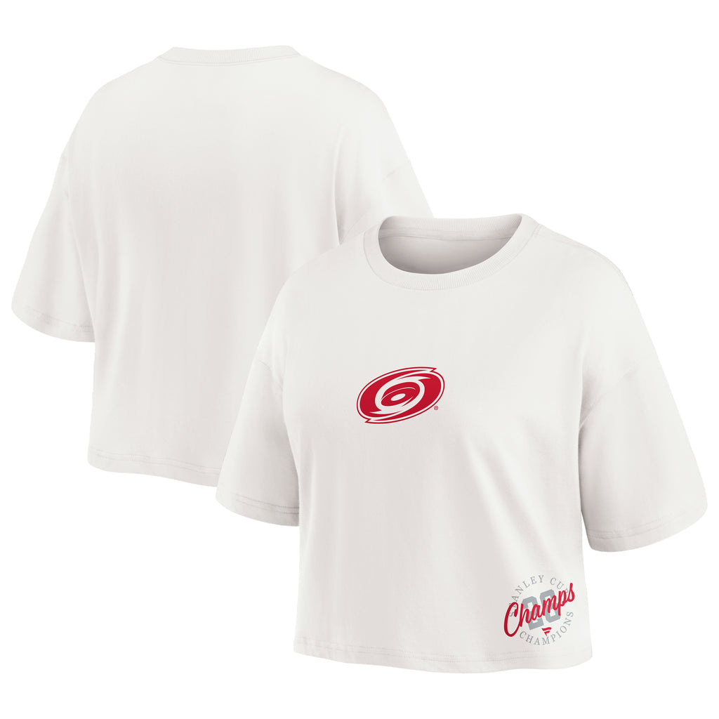 Front/Back: White cropped tee, red Primary logo on front