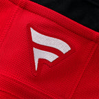 Close up of the white Fanatics logo on the back neckline