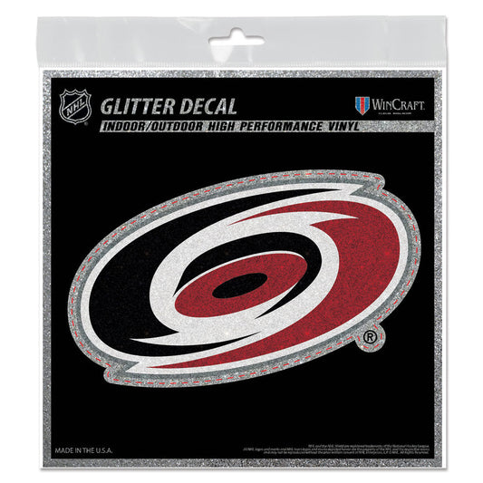 6x6 glittery decal of the Hurricanes primary logo