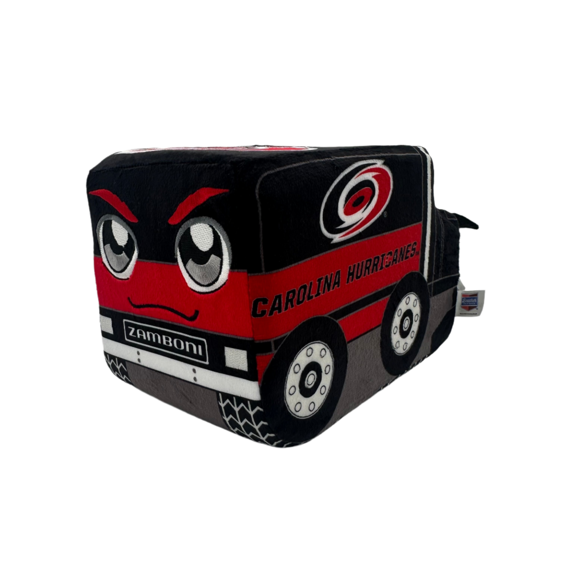 Left: Black/red zamboni plush, Primary logo, "Carolina Hurricanes" wordmark on side