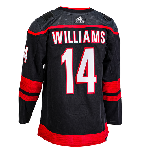 Back: Black jersey with Williams 14 on back in white lettering with red trim