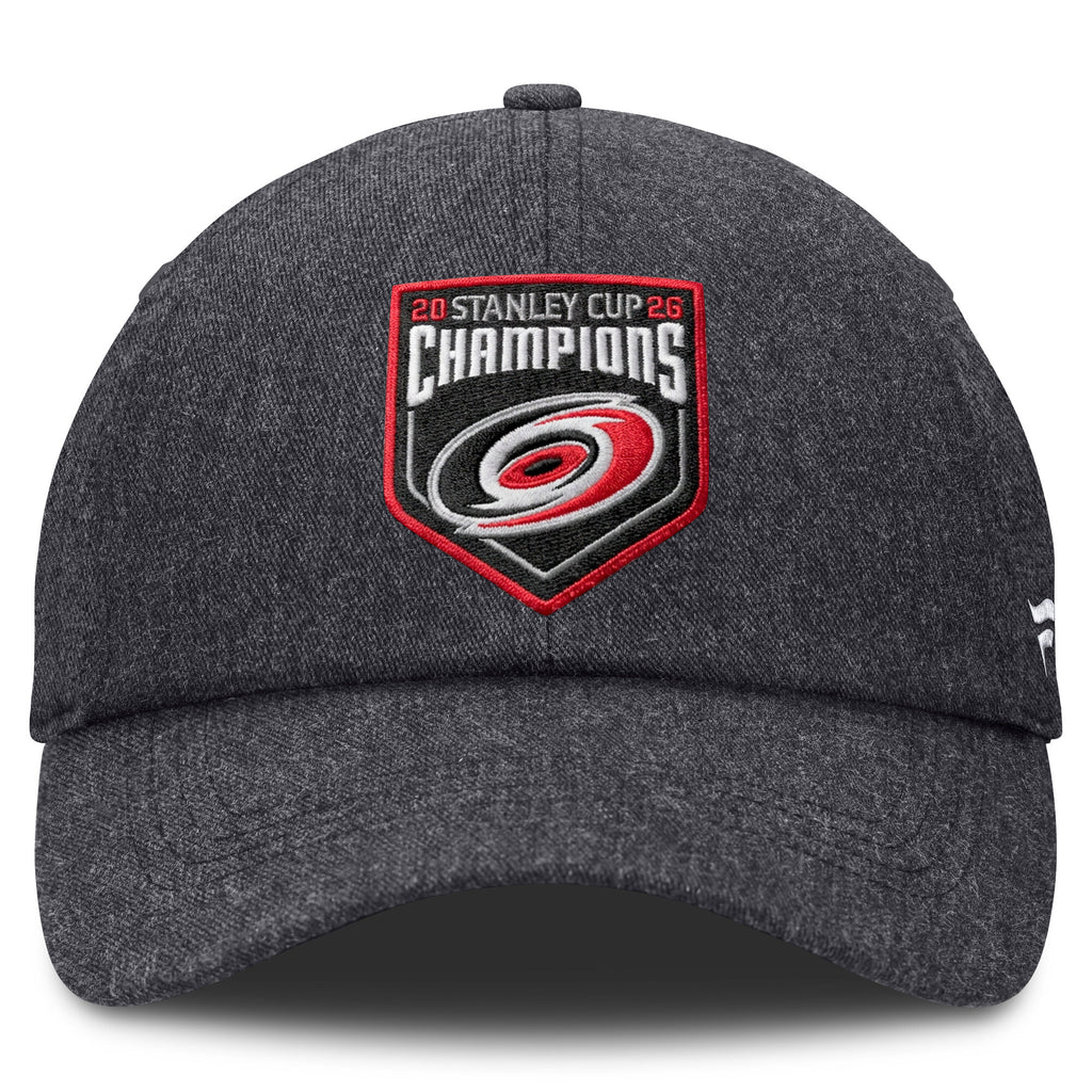 Front: Pentagon-shaped black/red patch; "2026 Stanley Cup Champions" in red/white with Primary logo
