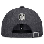 Back: Dark grey hat, dark grey adjustable strap with metal clasp, Stanley Cup logo above strap