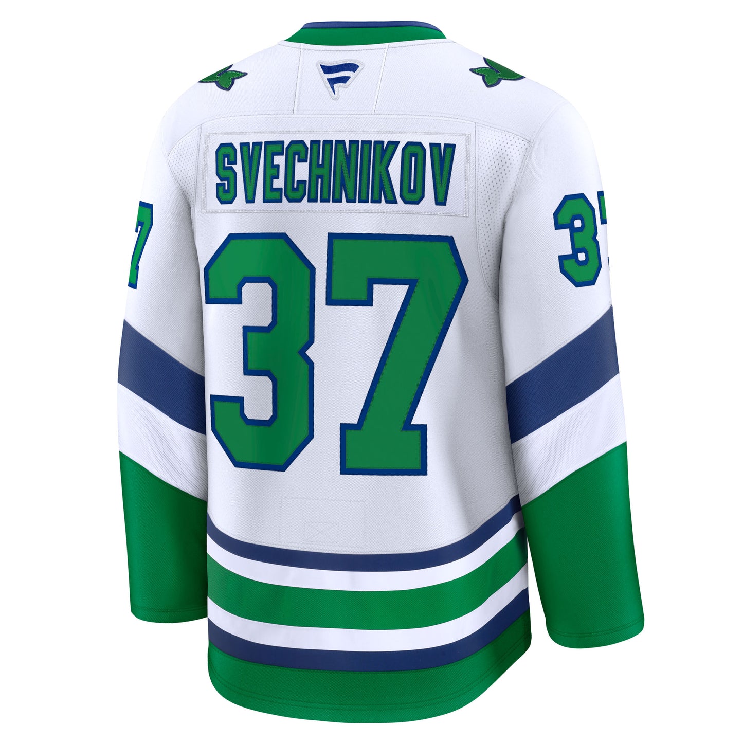 Back: White Whalers jersey, "SVECHNIKOV 37" on back in green with blue outline