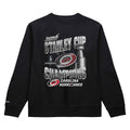 Black crewneck, silver artwork with "2026 Stanley Cup Champions", team wordmark, Stanley Cup, Primary logo
