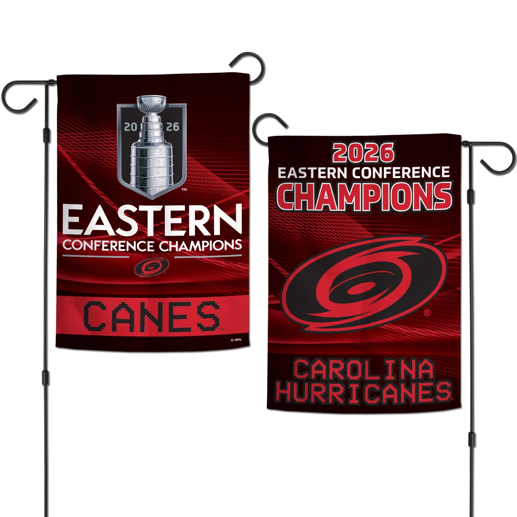 Red/black 2-sided flag, Tonal logo/"2026 Eastern Conference Champions" art on both sides