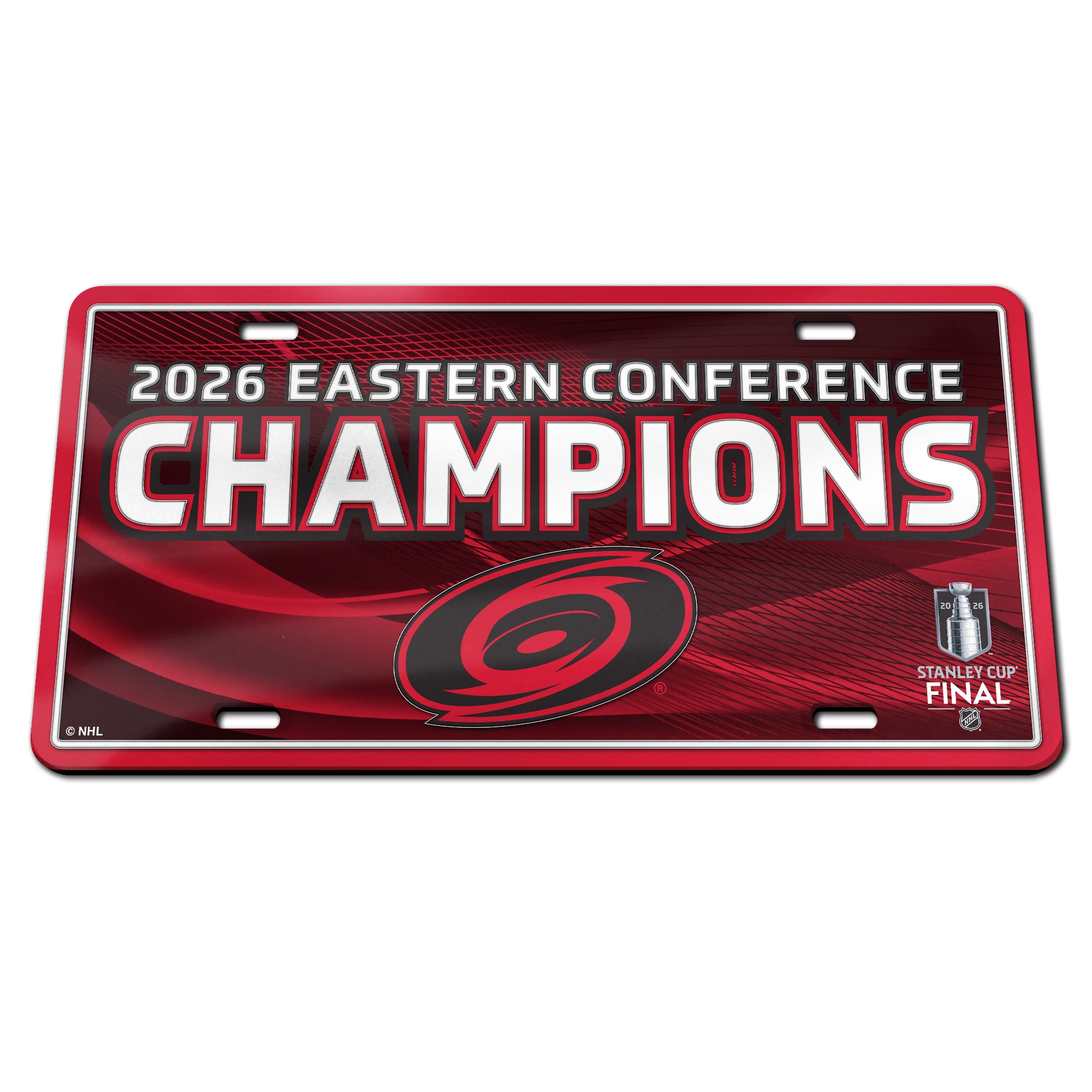 Red/black license plate, "2026 Eastern Conference Champions" in white with Tonal logo beneath