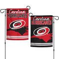 Red/black two-sided flag, "Carolina Hurricanes" at top with Primary logo overtop of NC outline