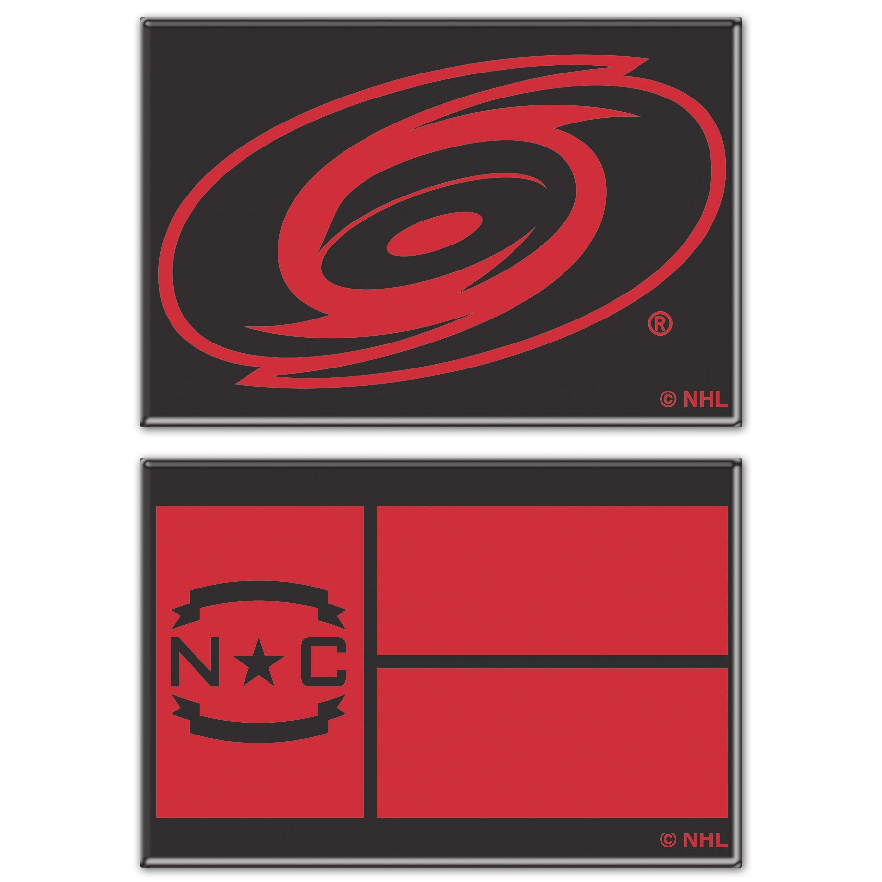 2-pack set of fridge magnets: Tonal Primary logo and Red State Flag