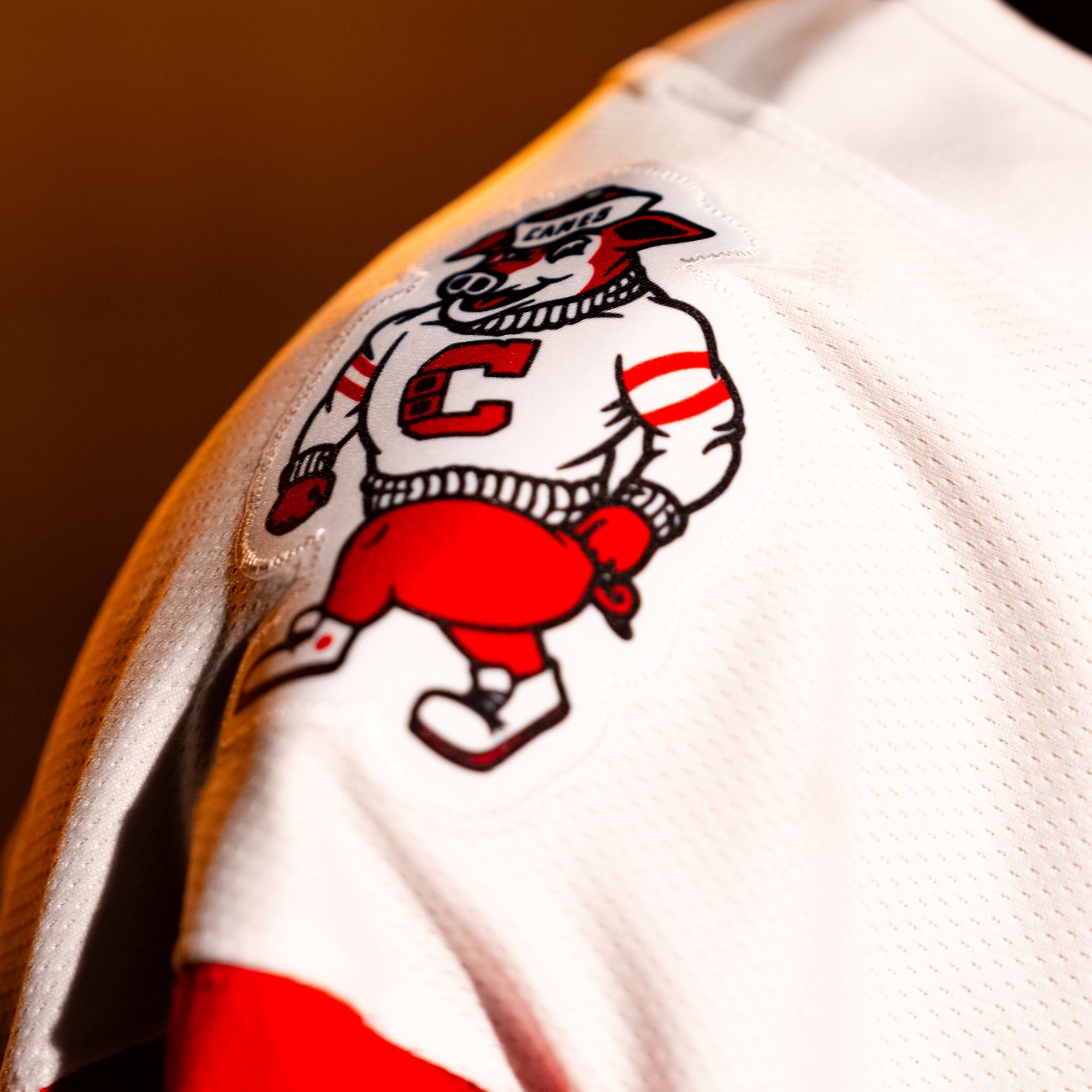 Close up of "Struttin' Stormy" patch on right shoulder