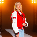 The sailor jacket being worn by a model
