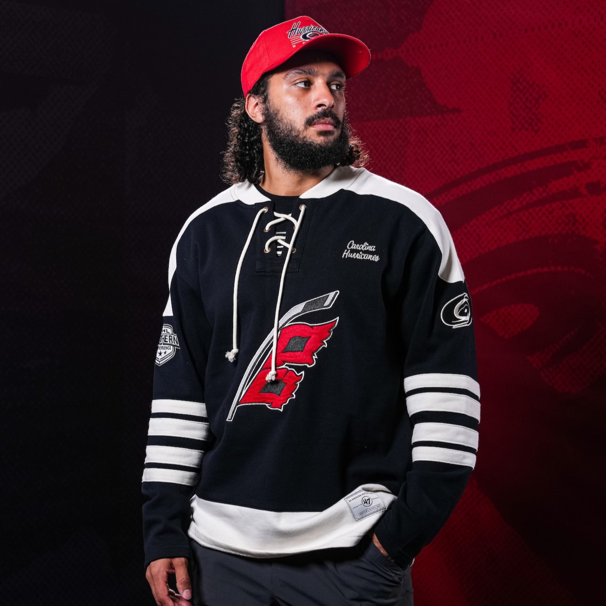 The sweater being worn by Hurricanes defenseman Jalen Chatfield