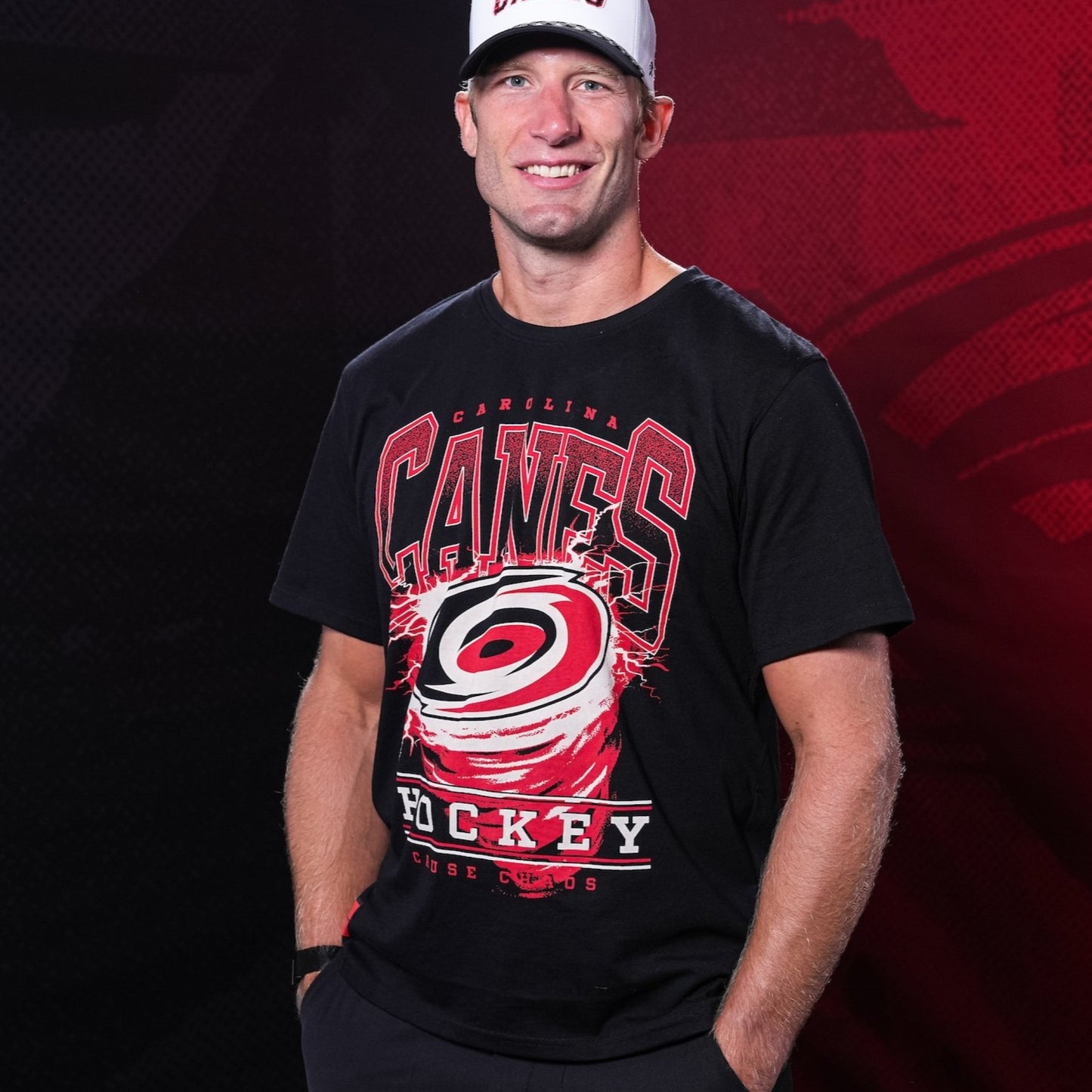 The t-shirt being worn by Hurricanes Captain Jordan Staal
