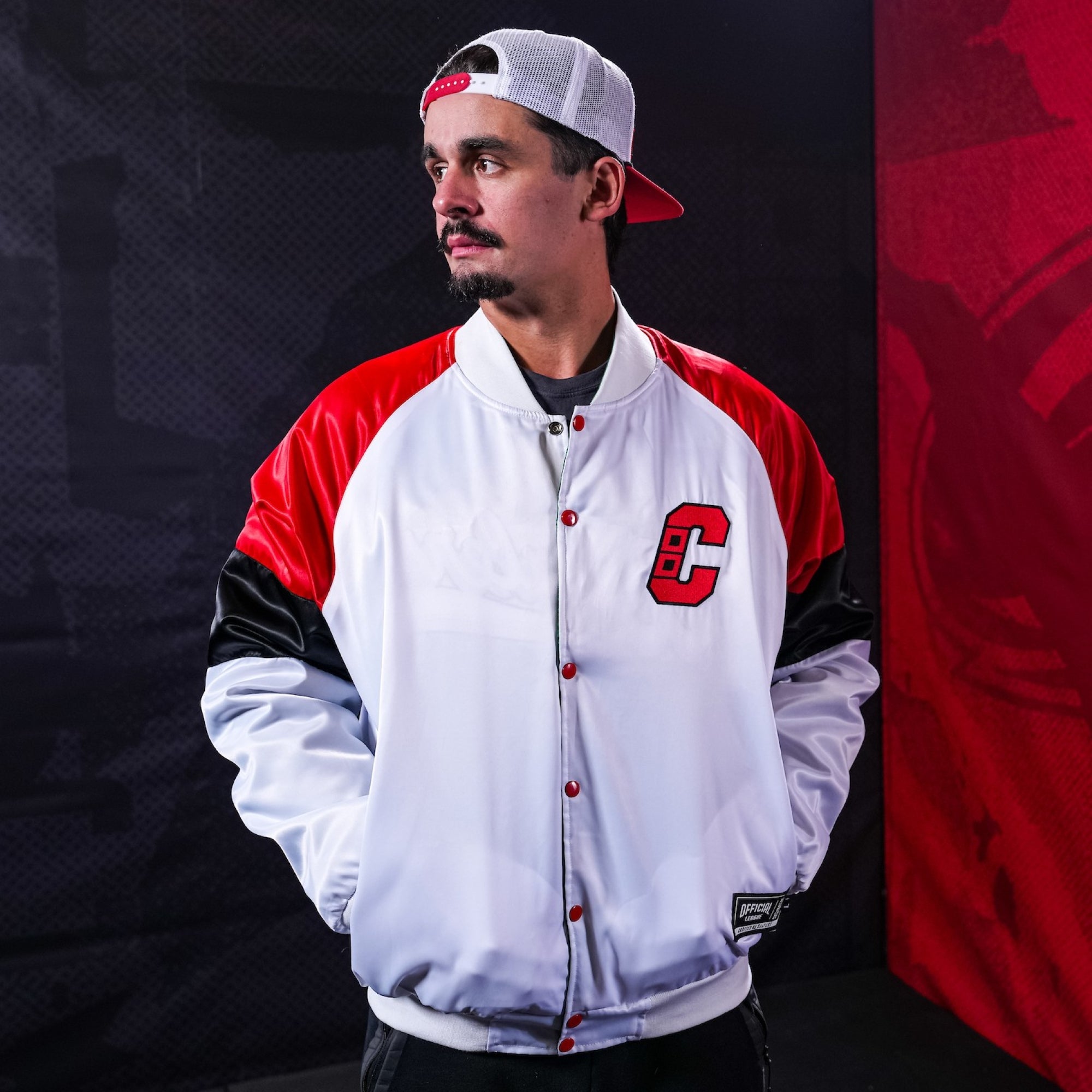 WHITESVILLE Henderson Red Bulldogsスタジャン FRESNO STATE BULLDOGS MEN'S STARTER CLOSER REVERSIBLE SATIN JACKET
