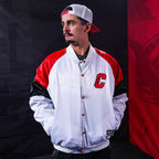 Canes: White jacket, red/black trim, Warning 'C' logo on left chest