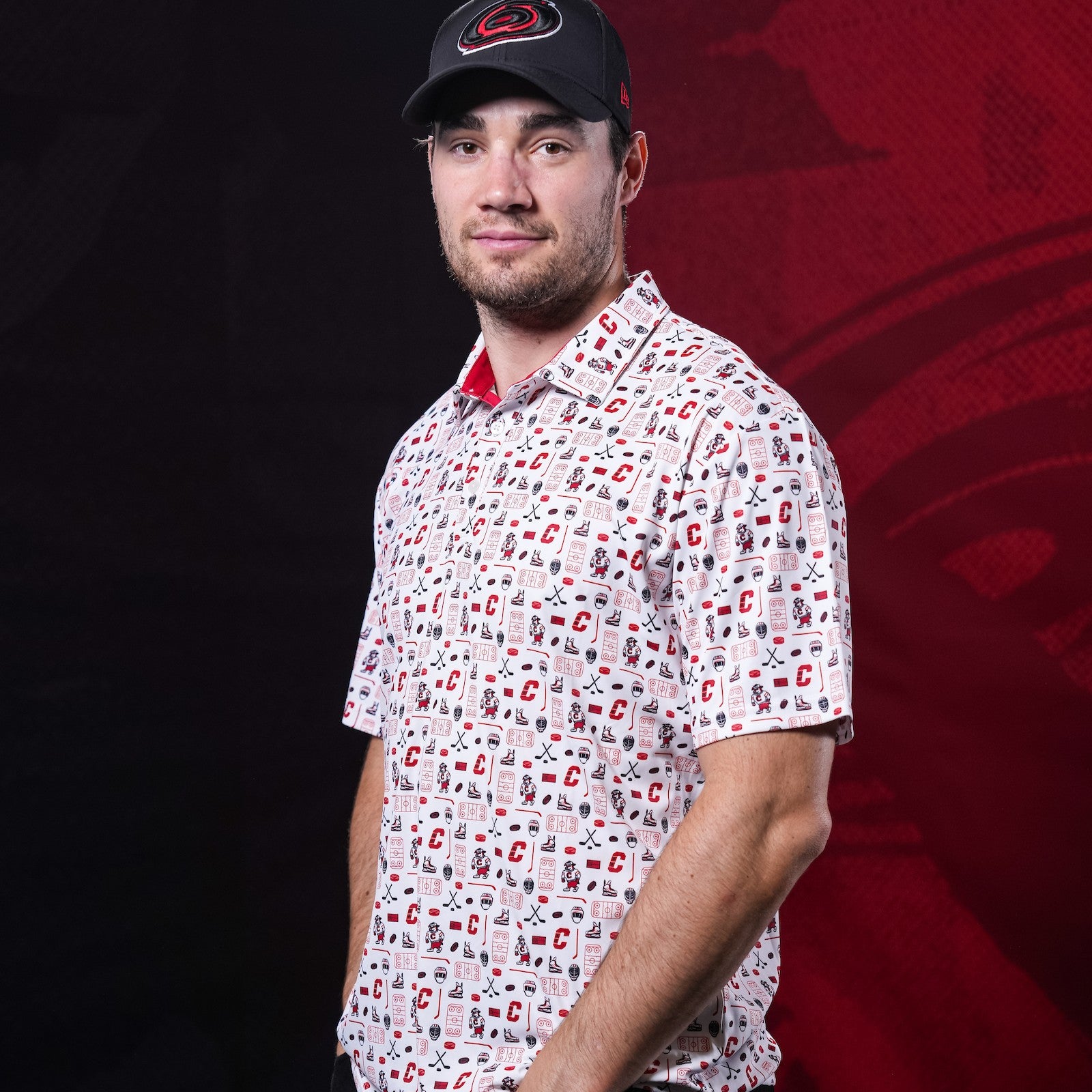 The polo being worn by Hurricanes defenseman Sean Walker