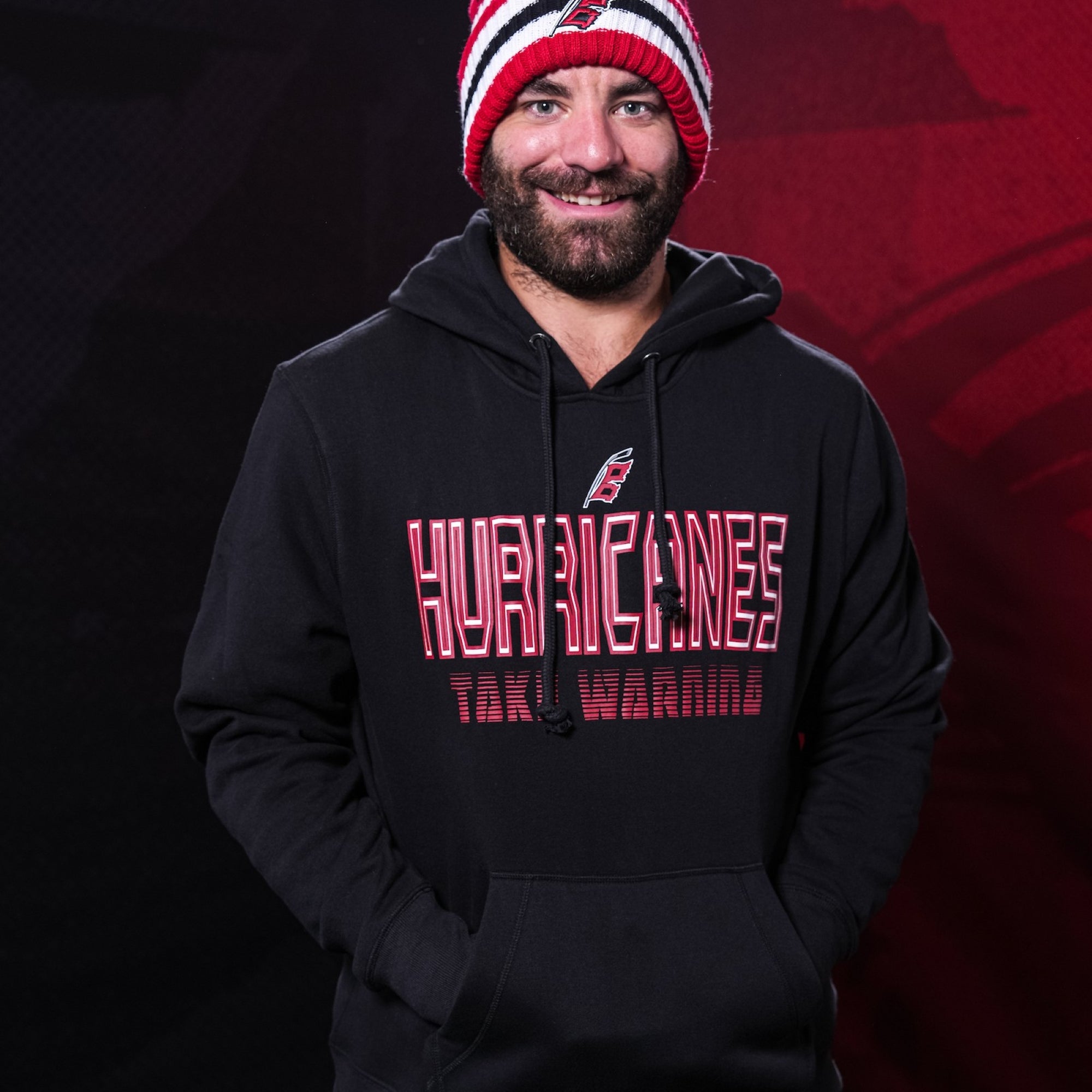 The hoodie being worn by Hurricanes forward Jordan Martinook