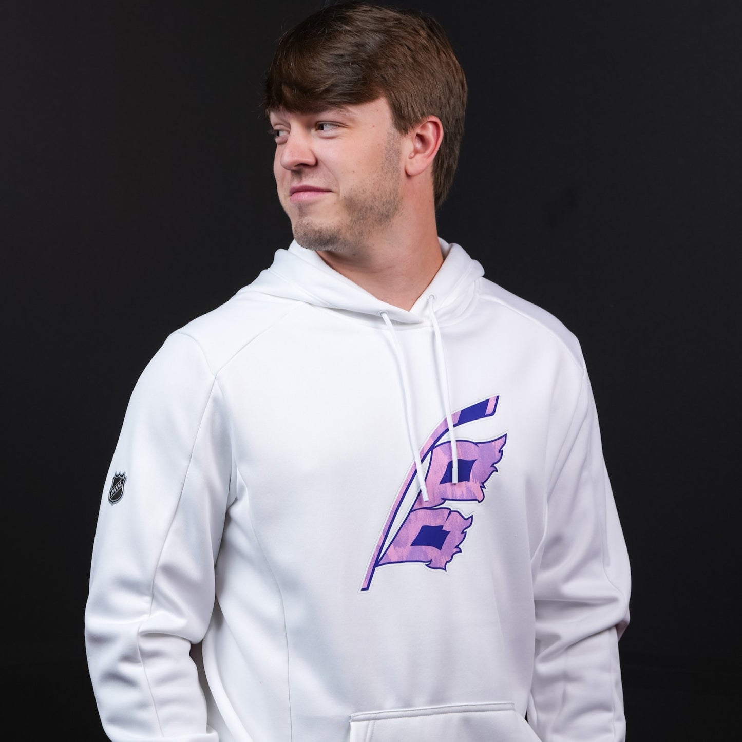 The hood being worn by a model