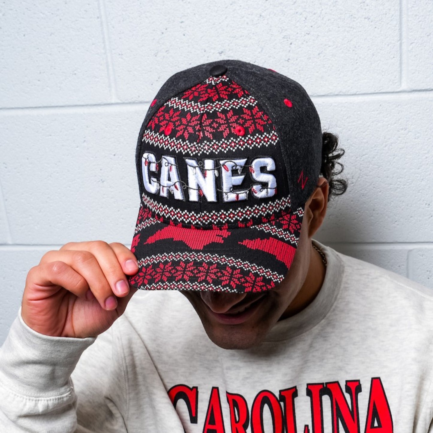 The hat being worn by a model