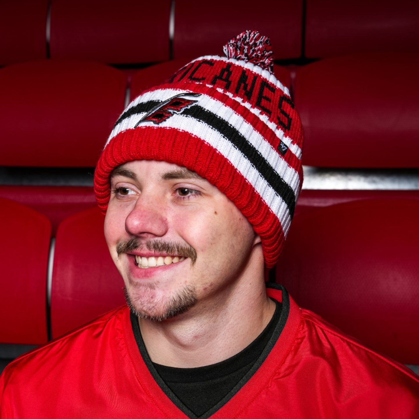 The beanie being worn by a model