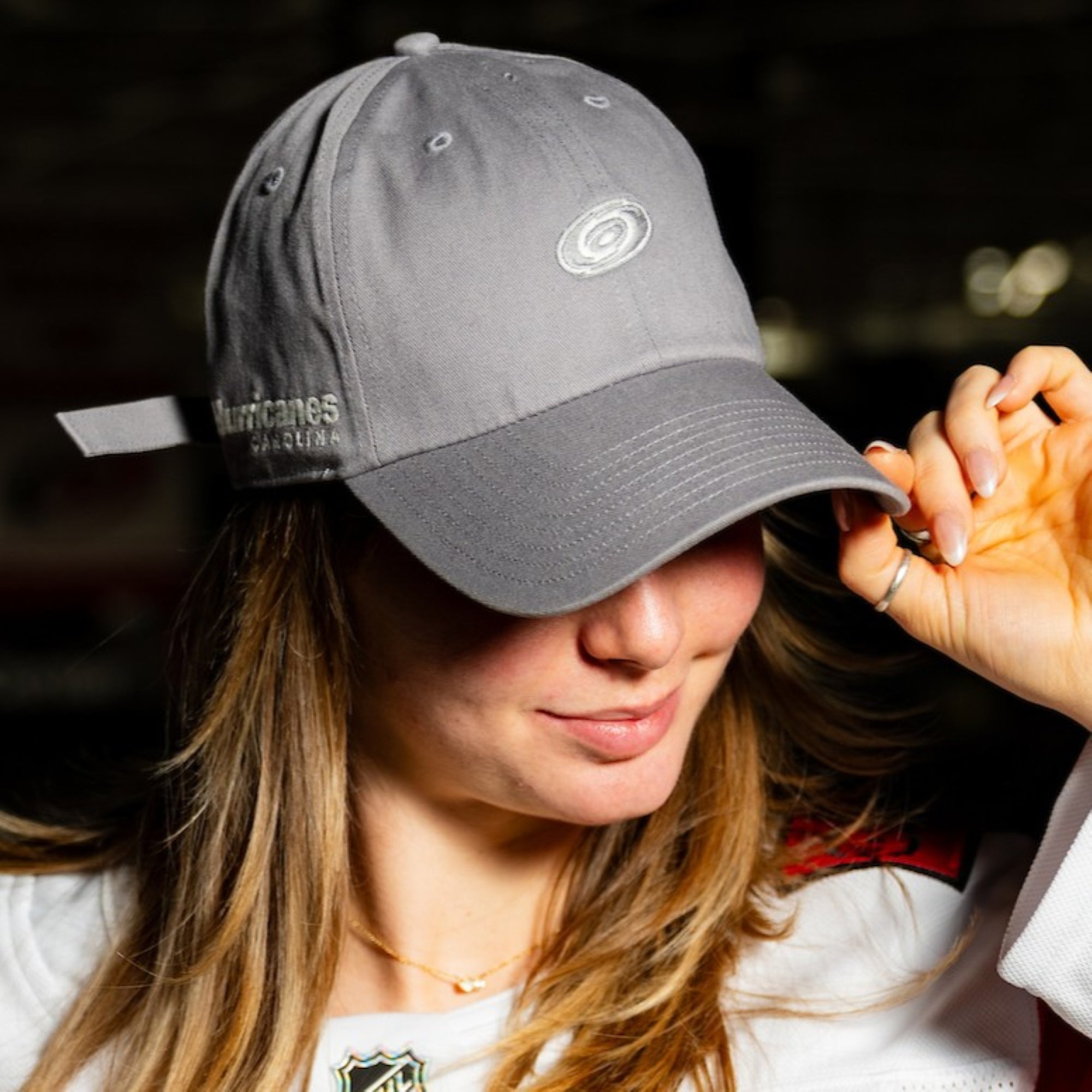 The hat being worn by a model