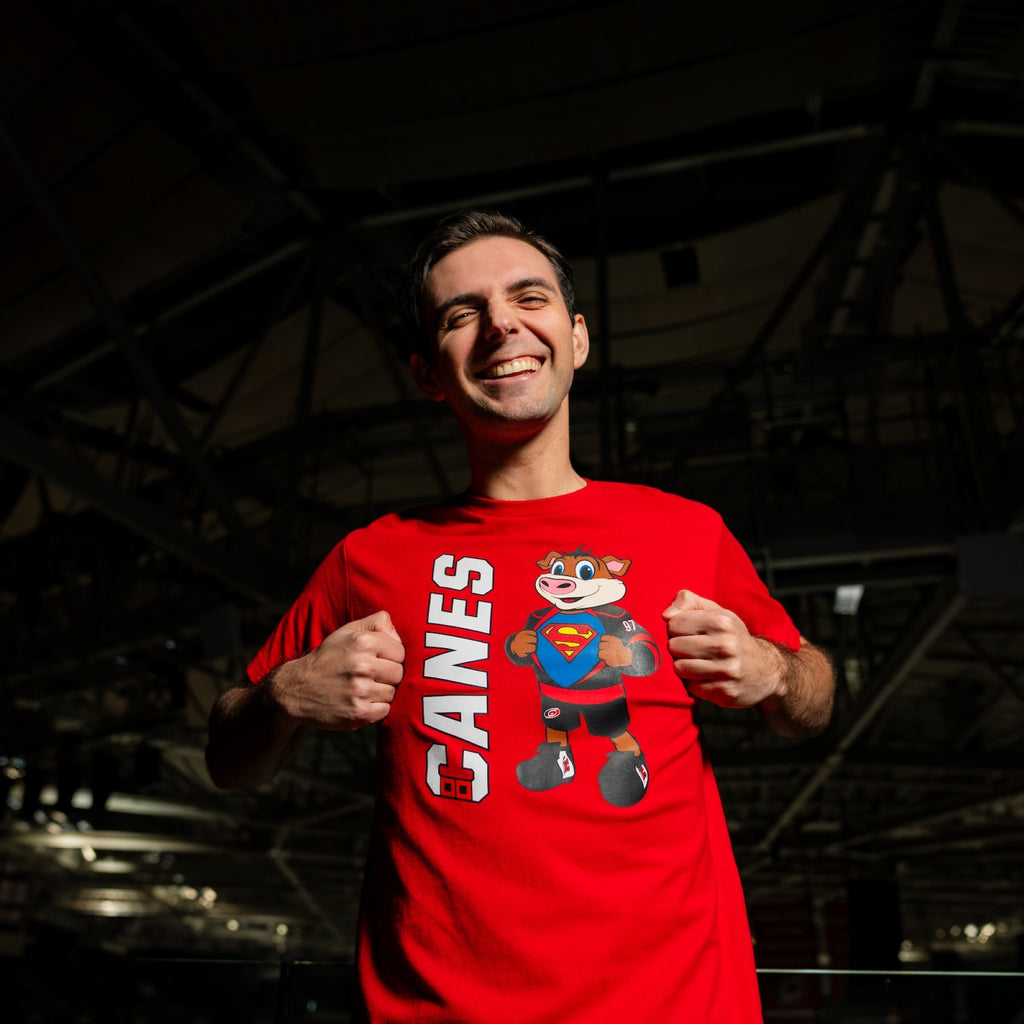 The tee being worn by a Caniac posing in the Lenovo Center