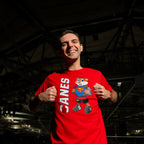 The tee being worn by a Caniac posing in the Lenovo Center