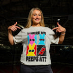 The tee being worn by a model