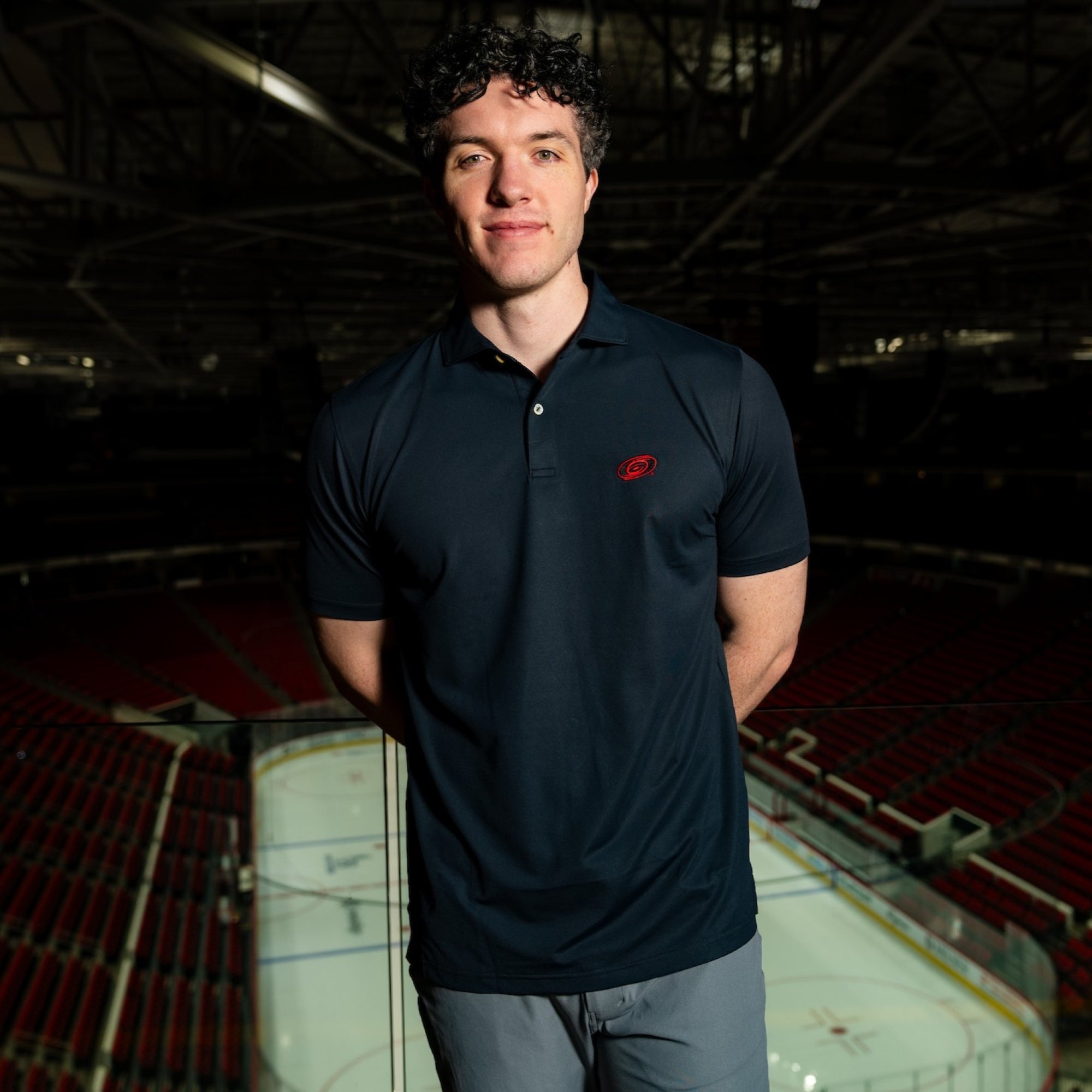 The polo being worn by a Caniac insdie the Lenovo Center