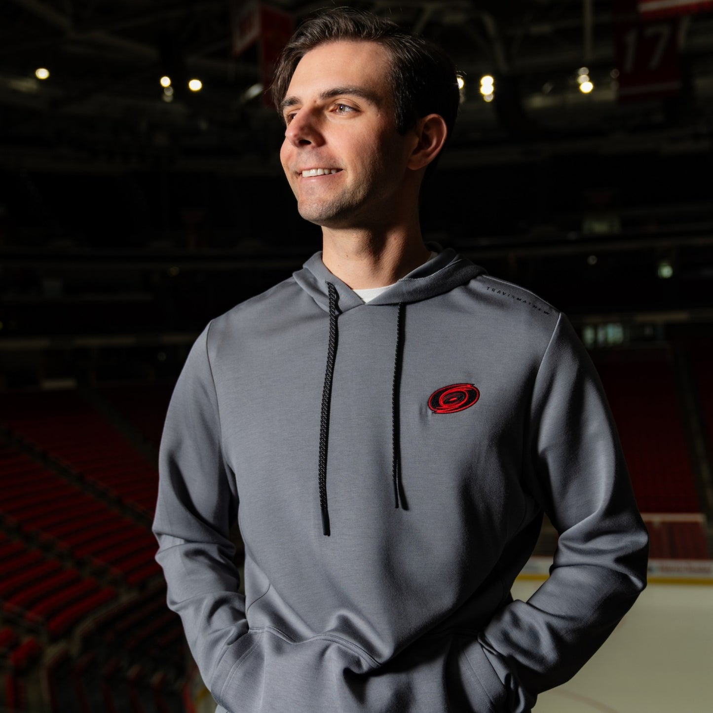 The hoodie being worn by a model