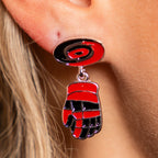 Primary logo earring with dangling Hockey Glove charm attached
