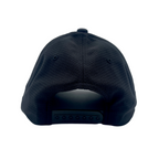 Back: Black hat with black snapback straps