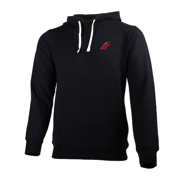 Black hoodie with white strings, Flags logo on left chest