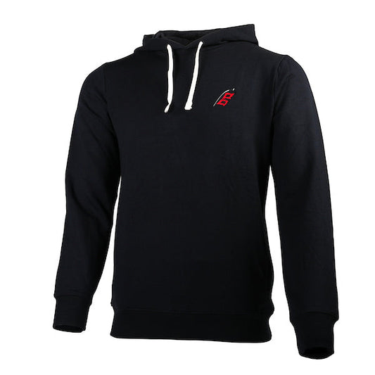 Black hoodie with white strings, Flags logo on left chest