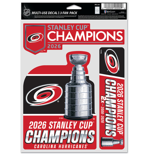 3-pack of Carolina Hurricanes 2026 Stanley Cup Champions decals