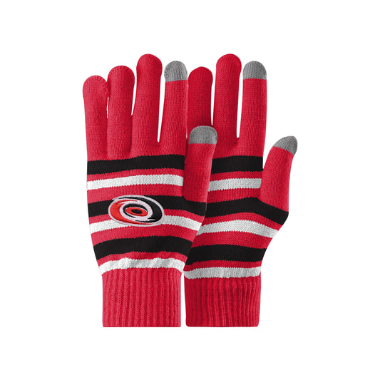 FOCO Hurricanes Acrylic Stripe Knit Gloves