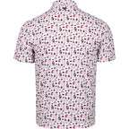 Back: White polo, repeating pattern of Hurricanes road logos and elements