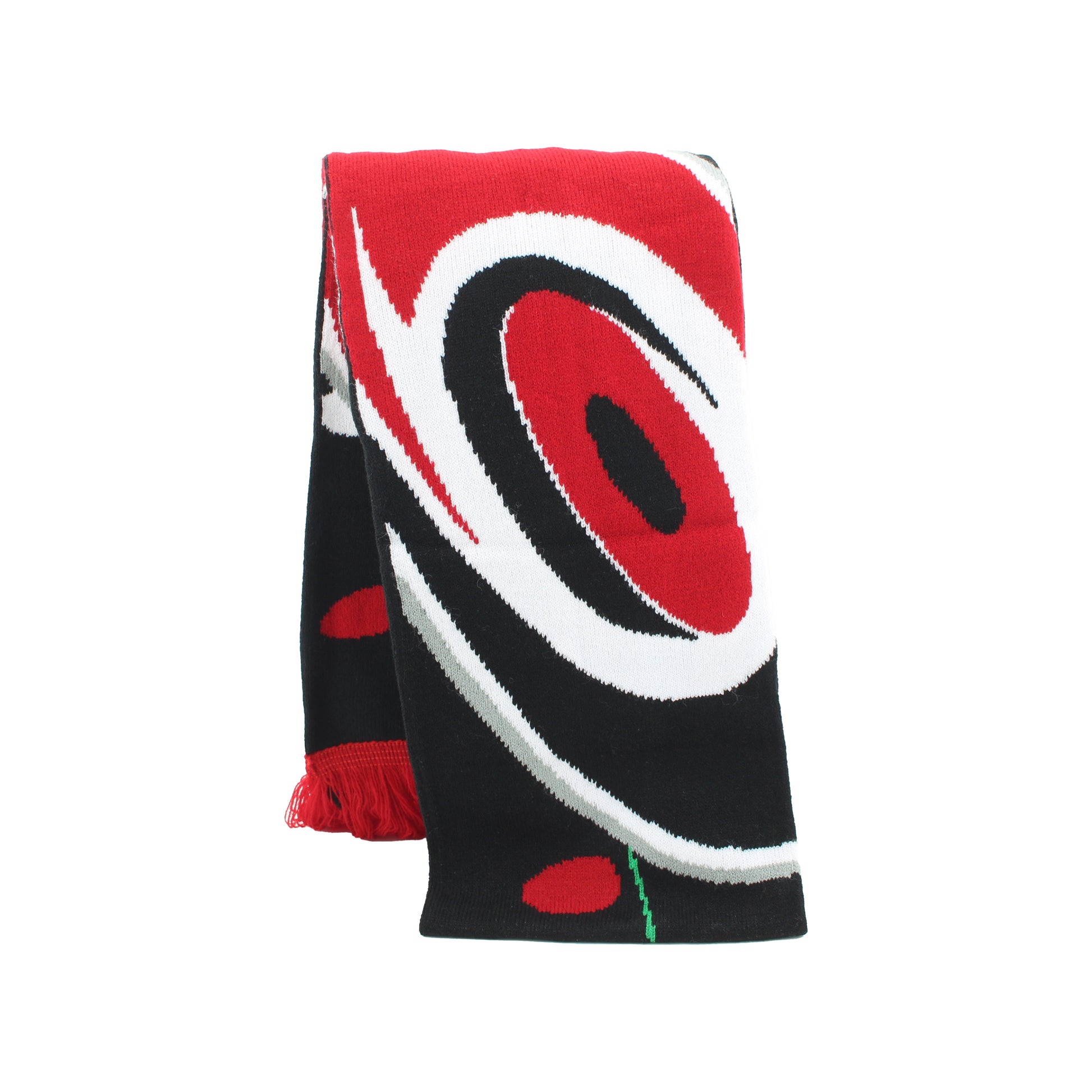 Black scarf with Christmas lights and the Hurricanes primary logo