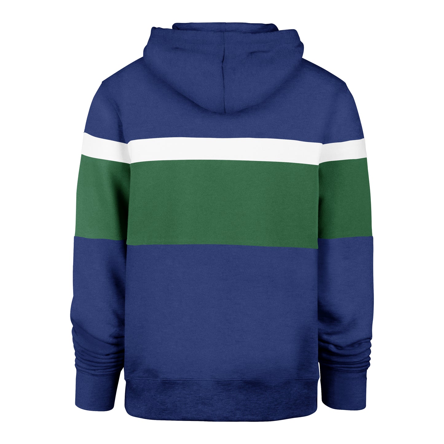 Back: Blue green and white hoodie