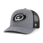 Front: Gray trucker hat, Black/white Primary logo on front, 47 logo on left side