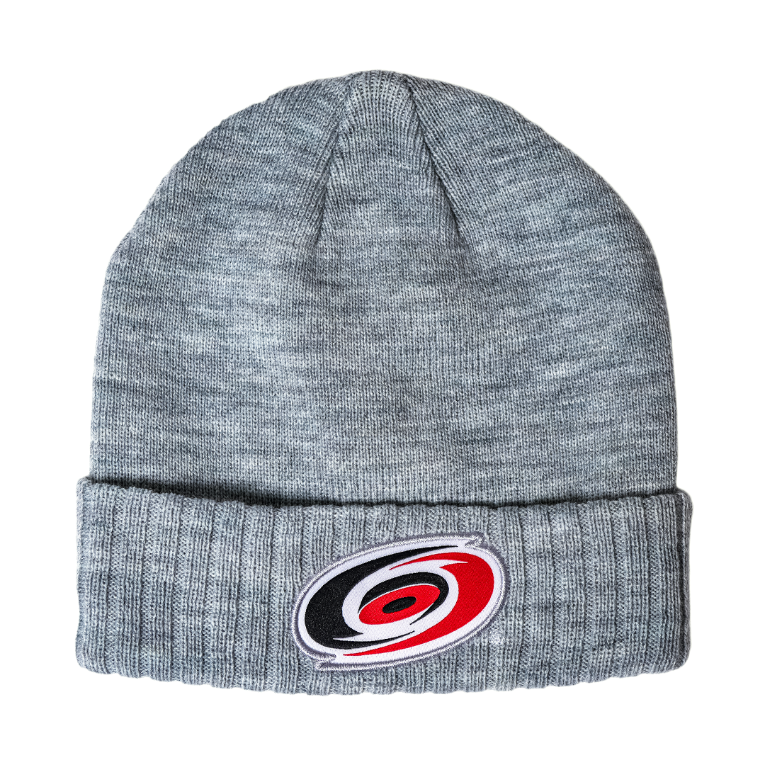 Gray cuffed beanie with Hurricanes primary logo on cuff