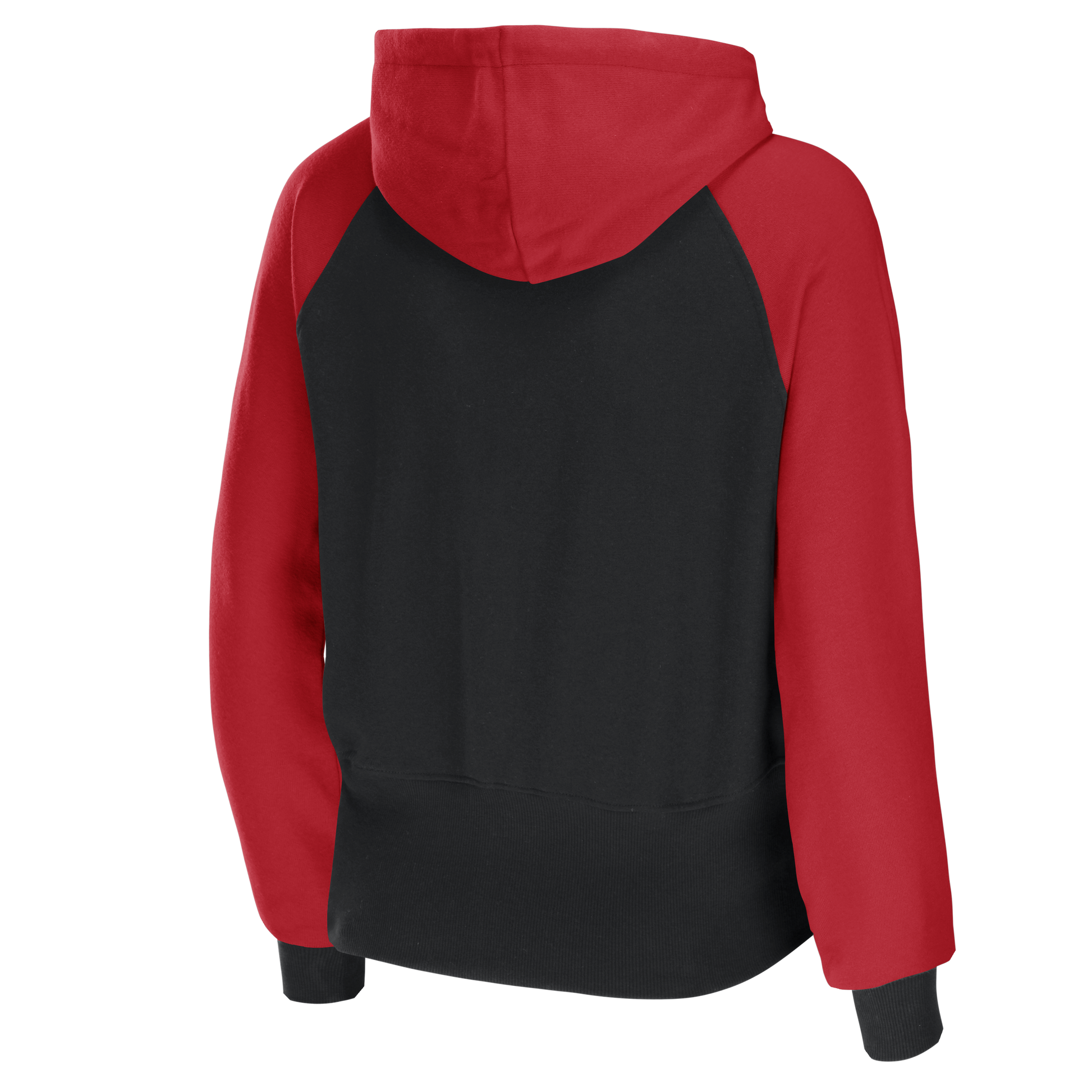 Back: Black and red full zip hoodie