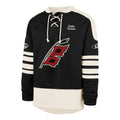 Front: Black lacer with white striping/shoulders, Flags logo on front, "Carolina Hurricanes" on left chest