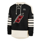 Front: Black lacer with white striping/shoulders, Flags logo on front, "Carolina Hurricanes" on left chest